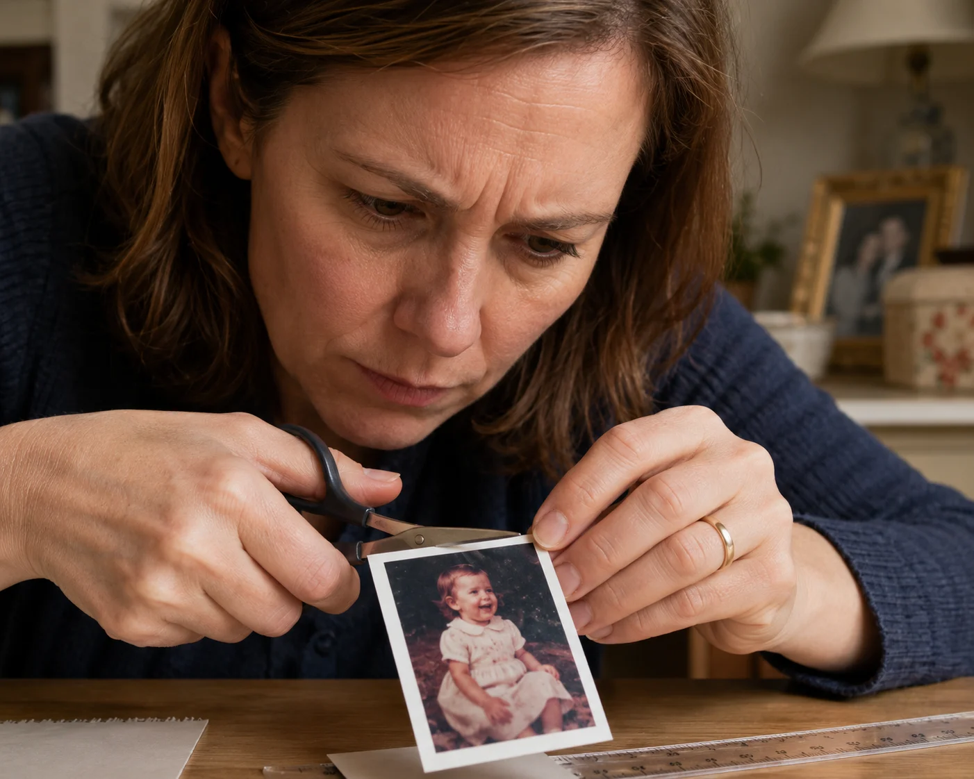 Woman trim a photo